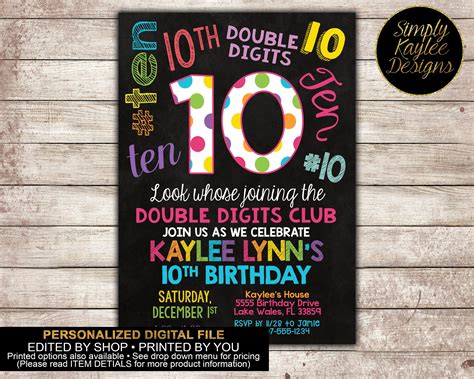 10th Birthday Invitations Templates Free